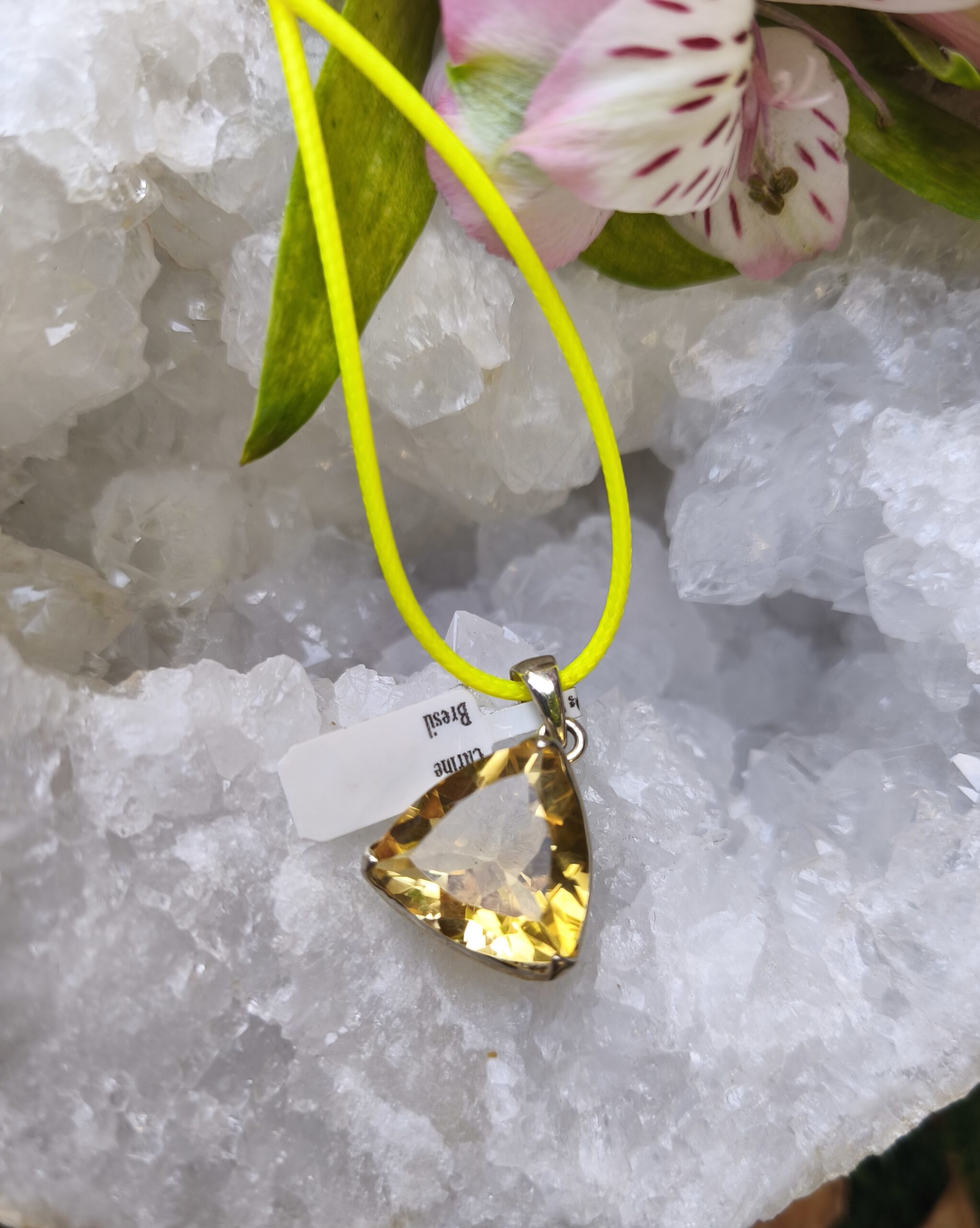 citrine naturelle du Brésil pendentif/argent