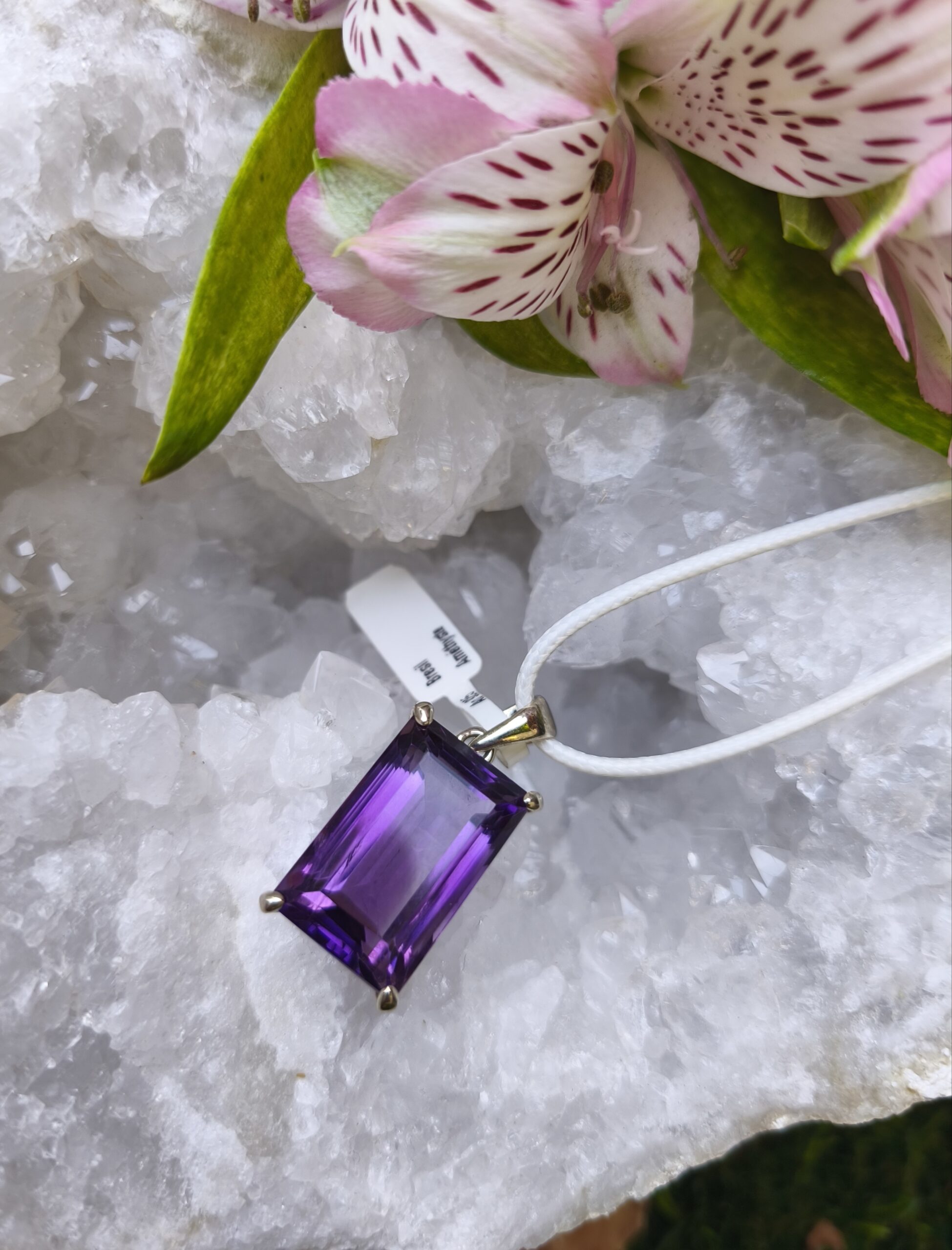 améthyste du bresil pendentif / argent