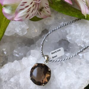 quartz fumé pendentif / argent du Brésil
