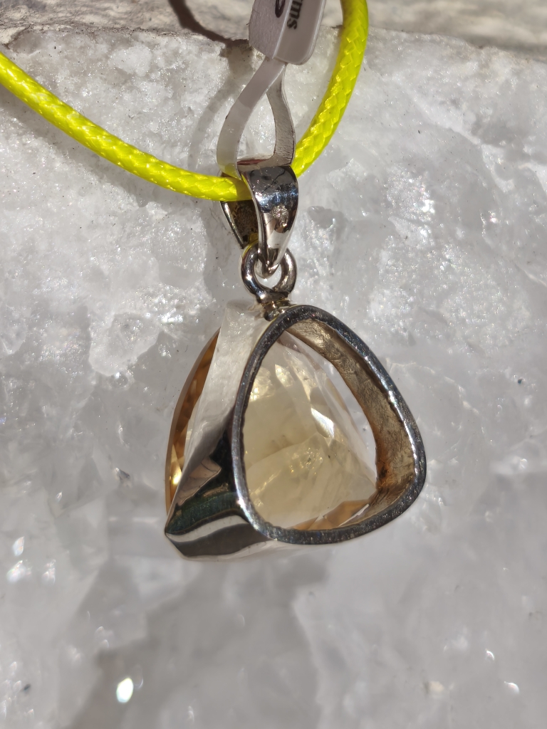 citrine naturelle du Brésil pendentif/argent – Image 2