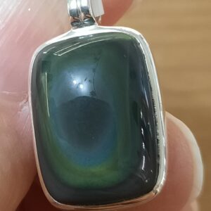 obsidienne oeil celeste du Mexique pendentif / argent