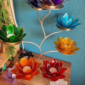 support + 7 bougeoirs fleur de lotus