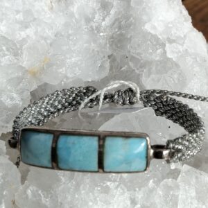 larimar bracelet argent et macrame