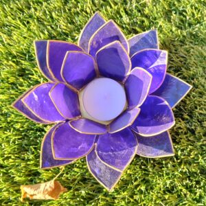 bougeoir fleur de lotus bleu indigo