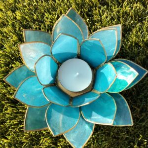 bougeoir fleur de lotus bleu