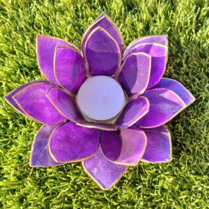 bougeoir fleur de lotus violet