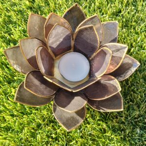 bougeoir fleur de lotus noir