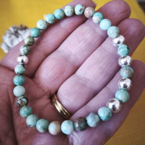Turquoise/Hematite argenté Bracelet