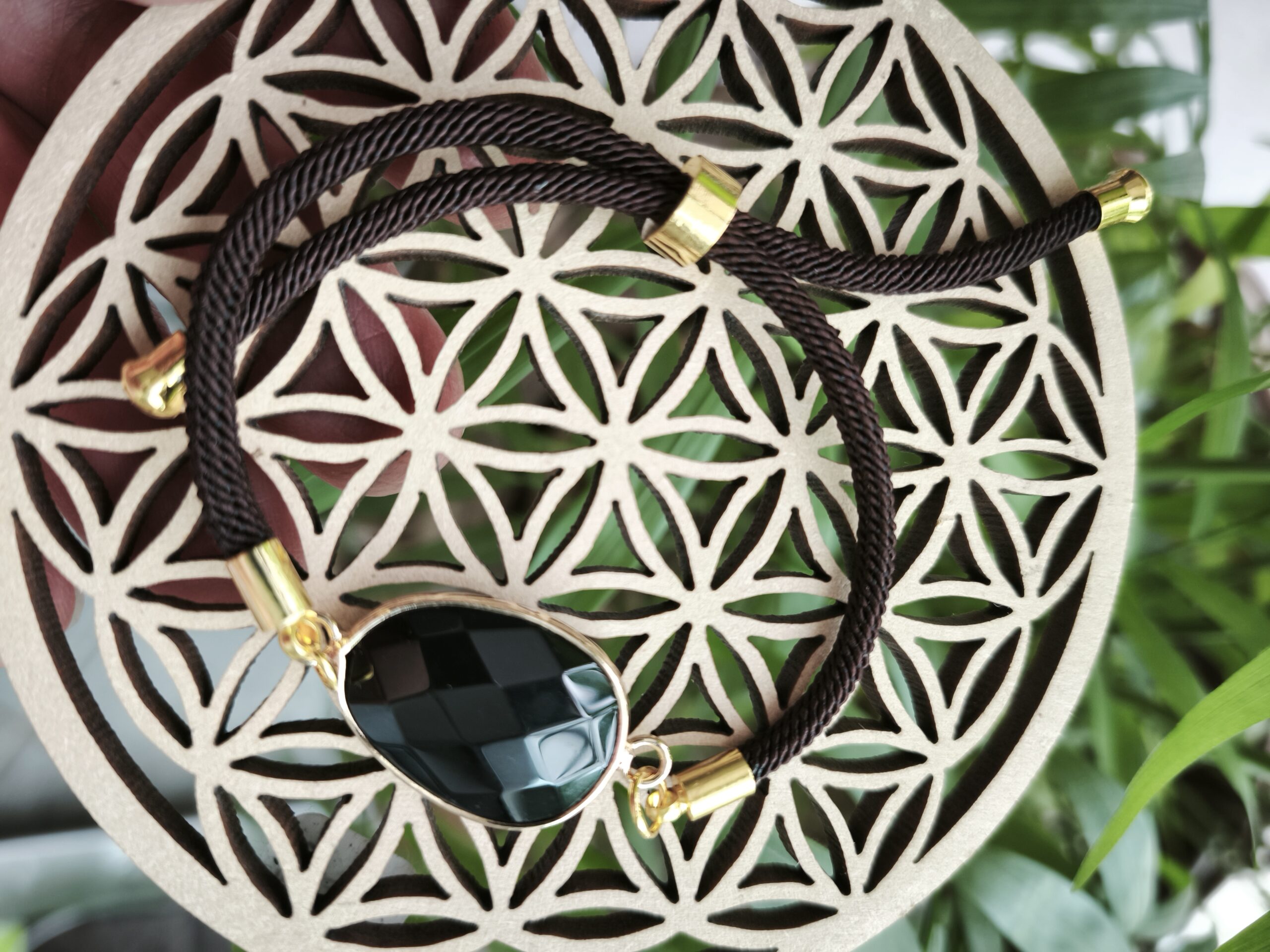 obsidienne / bracelet cordon reglable