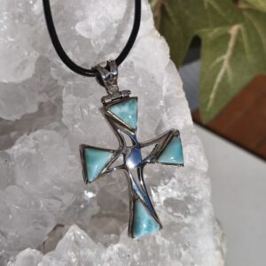 larimar Pendentif croix argent