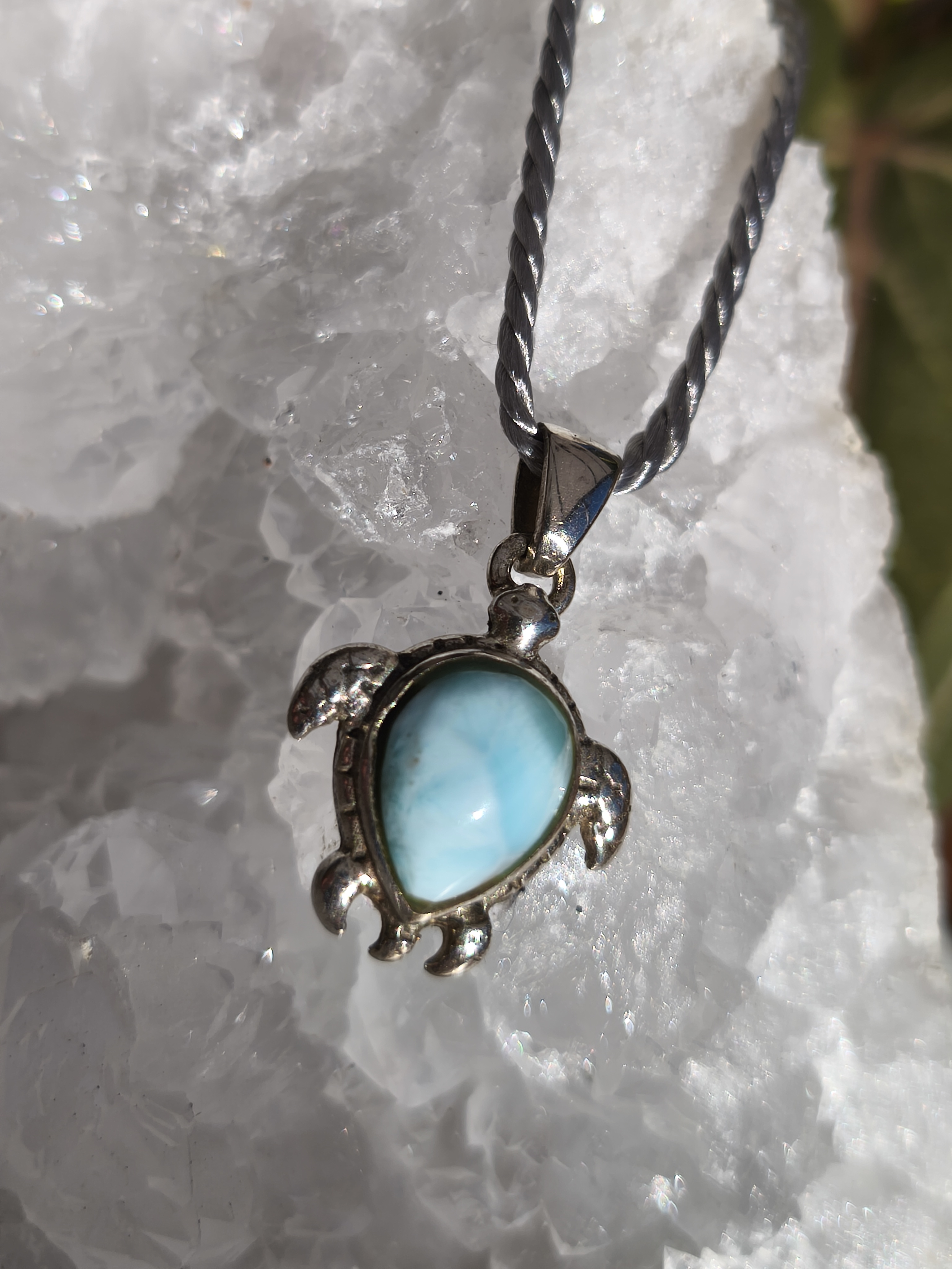 larimar pendentif tortue / argent