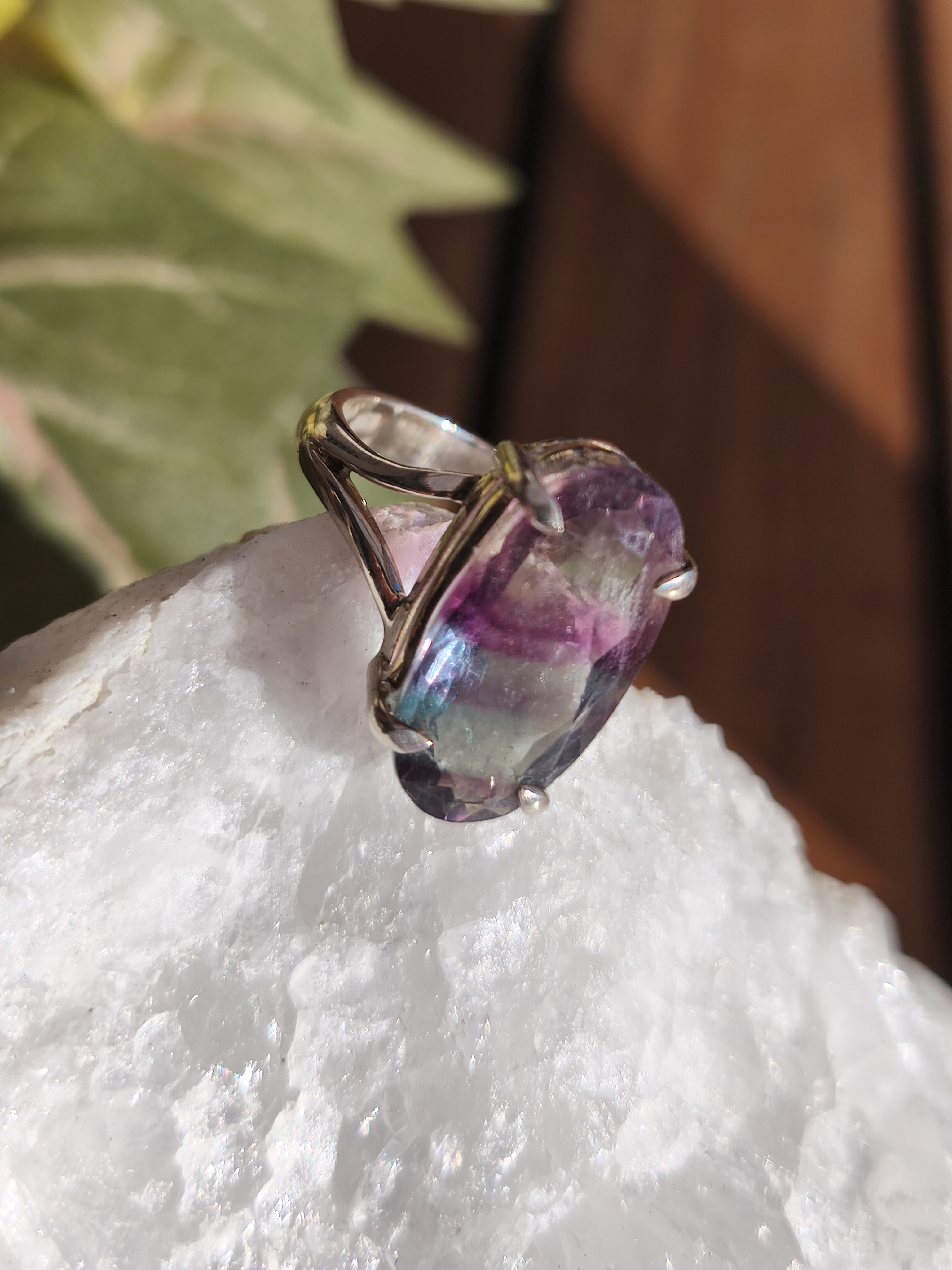 fluorite bague / argent