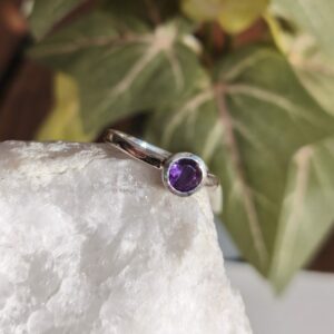 amethyste bague ronde/argent/taille 53