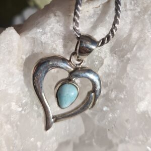 larimar coeur argent pendentif