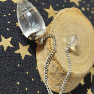 cristal de roche pendule goutte / argent
