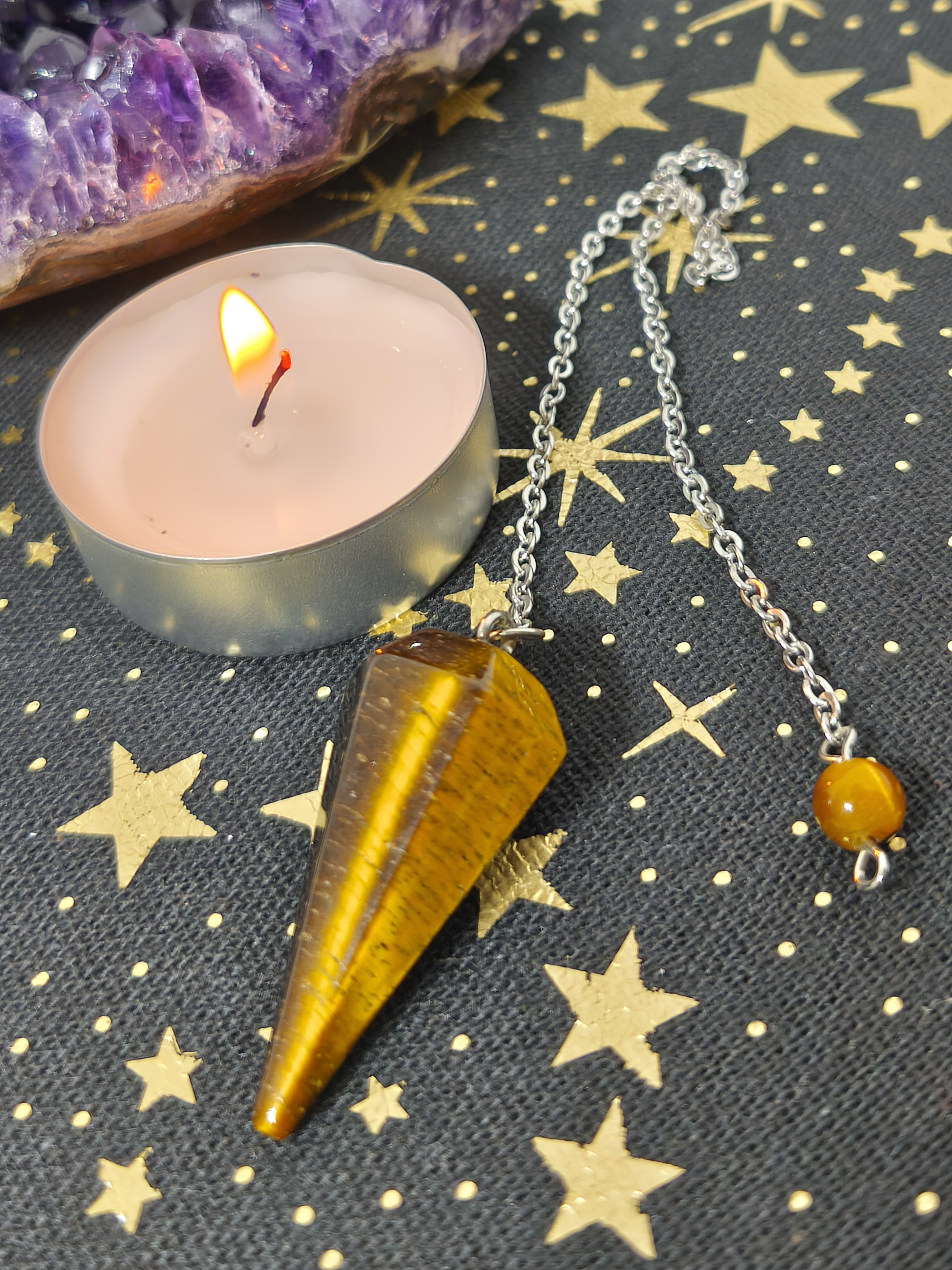 oeil de tigre pendule hexagonal