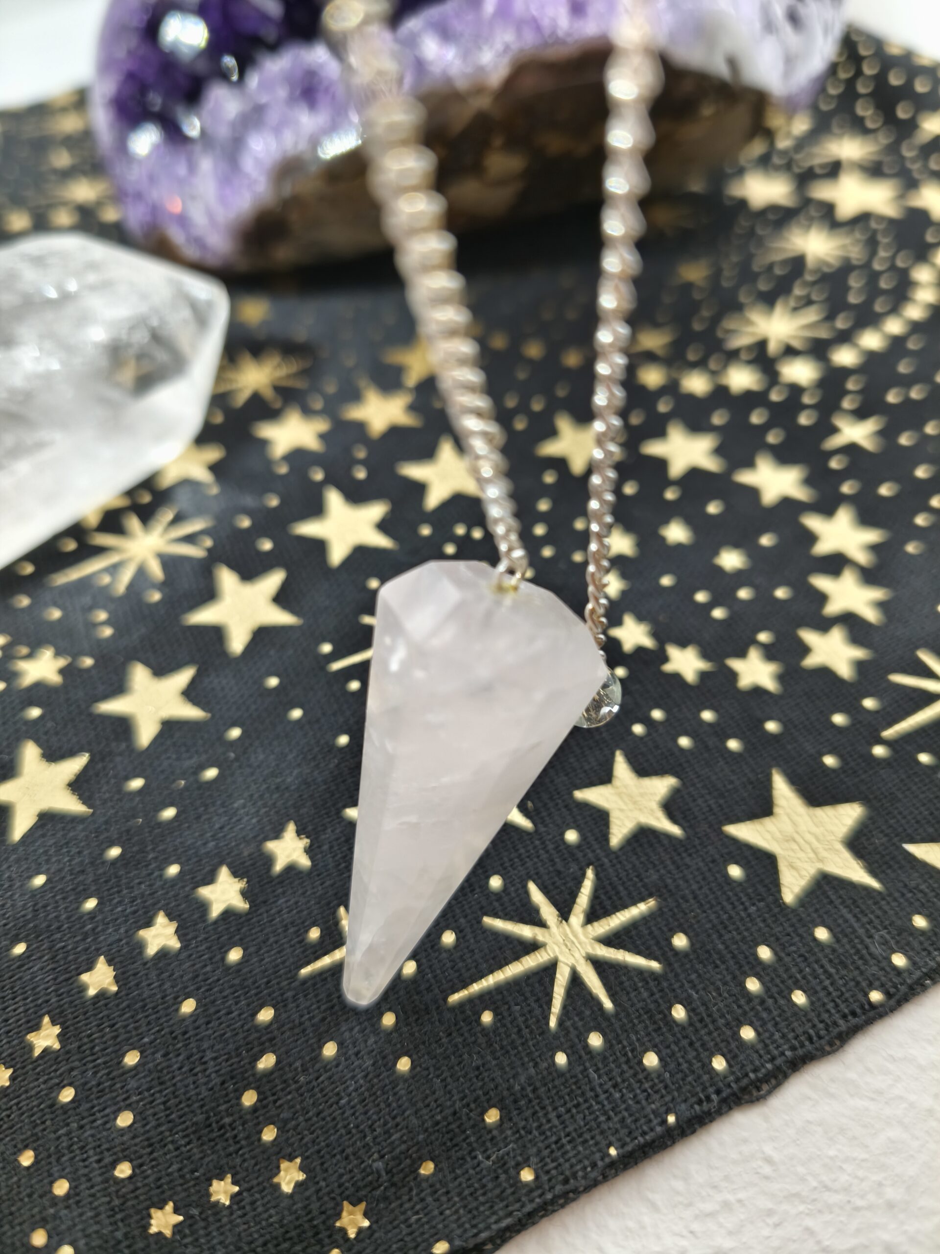 quartz rose pendule hexagonal