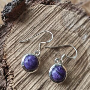 charoïte boucles d'oreilles