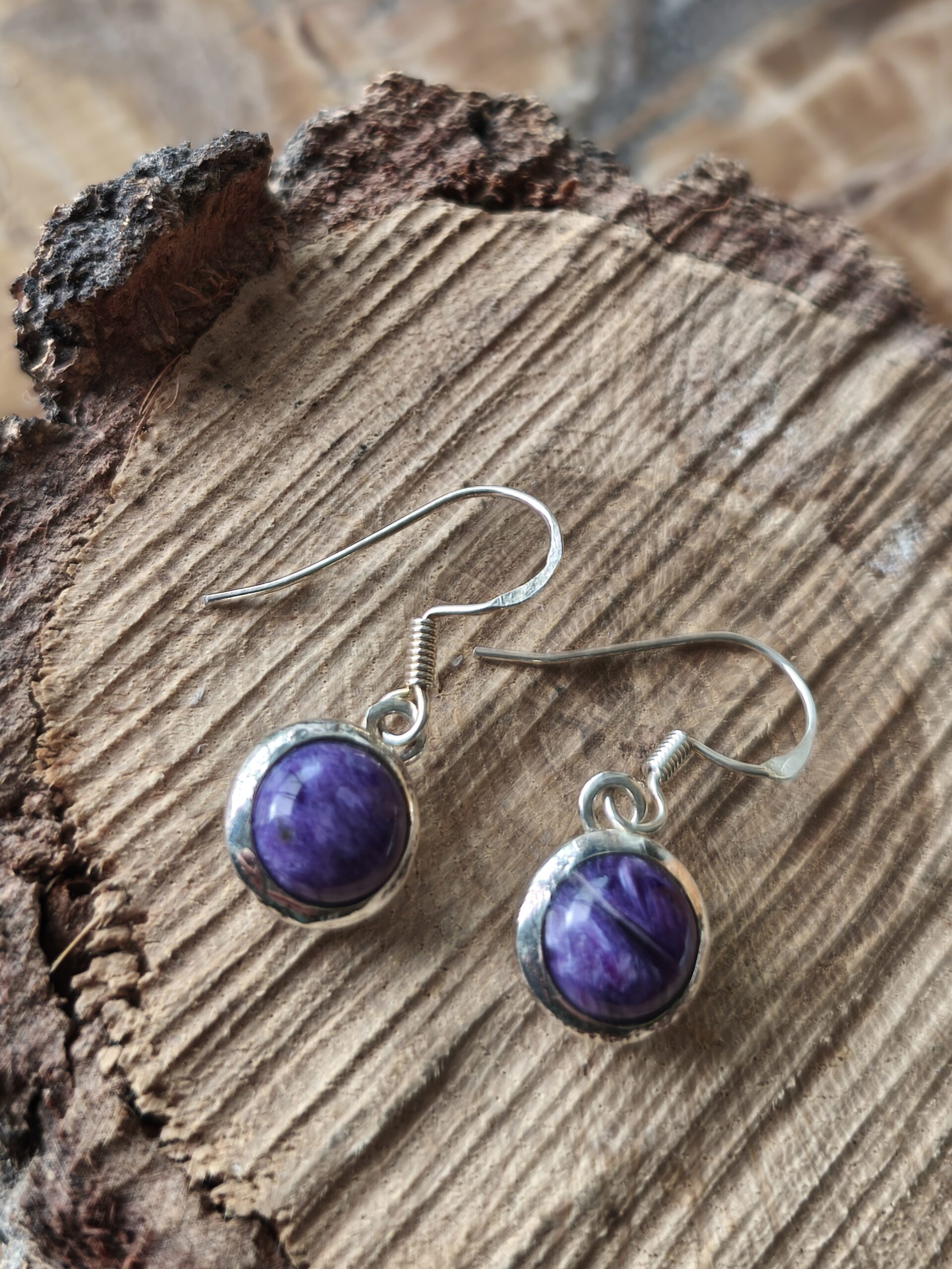 charoïte boucles d'oreilles