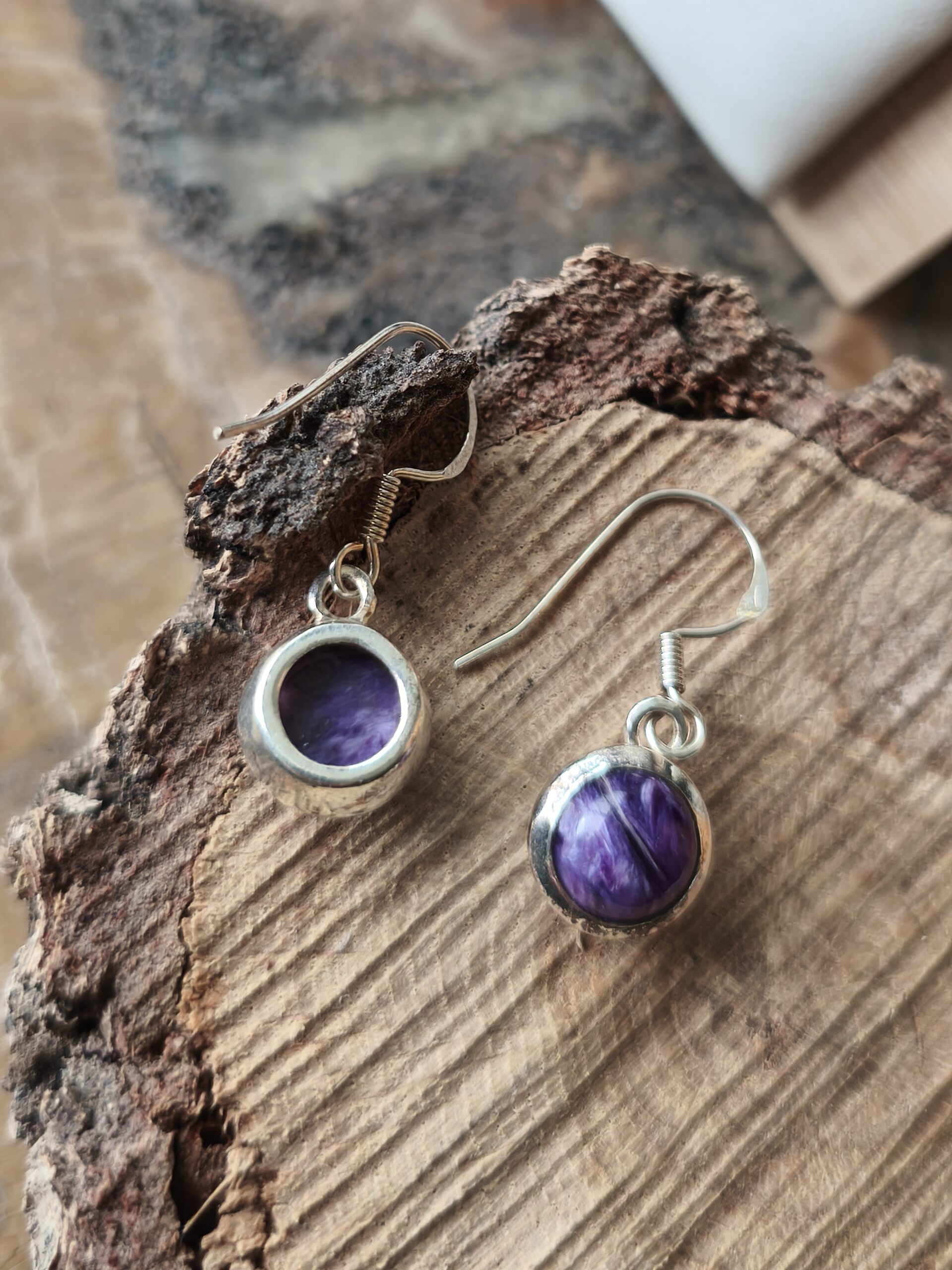charoïte boucles d'oreilles – Image 2