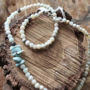 amazonite / larimar collier