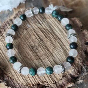 emeraude / quartz rose bracelet