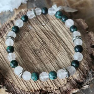 emeraude / quartz rose bracelet