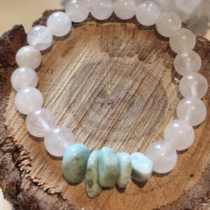 larimar bracelet baroque /quartz rose