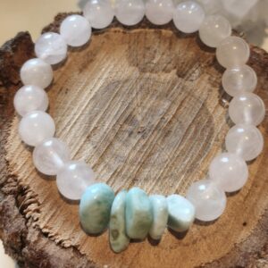 larimar bracelet baroque /quartz rose