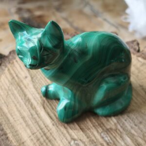 malachite figurine chat