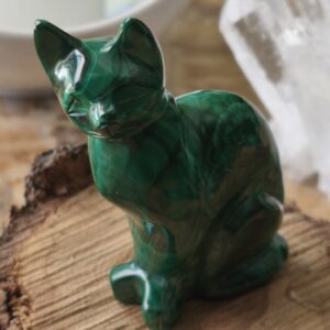 malachite figurine chat
