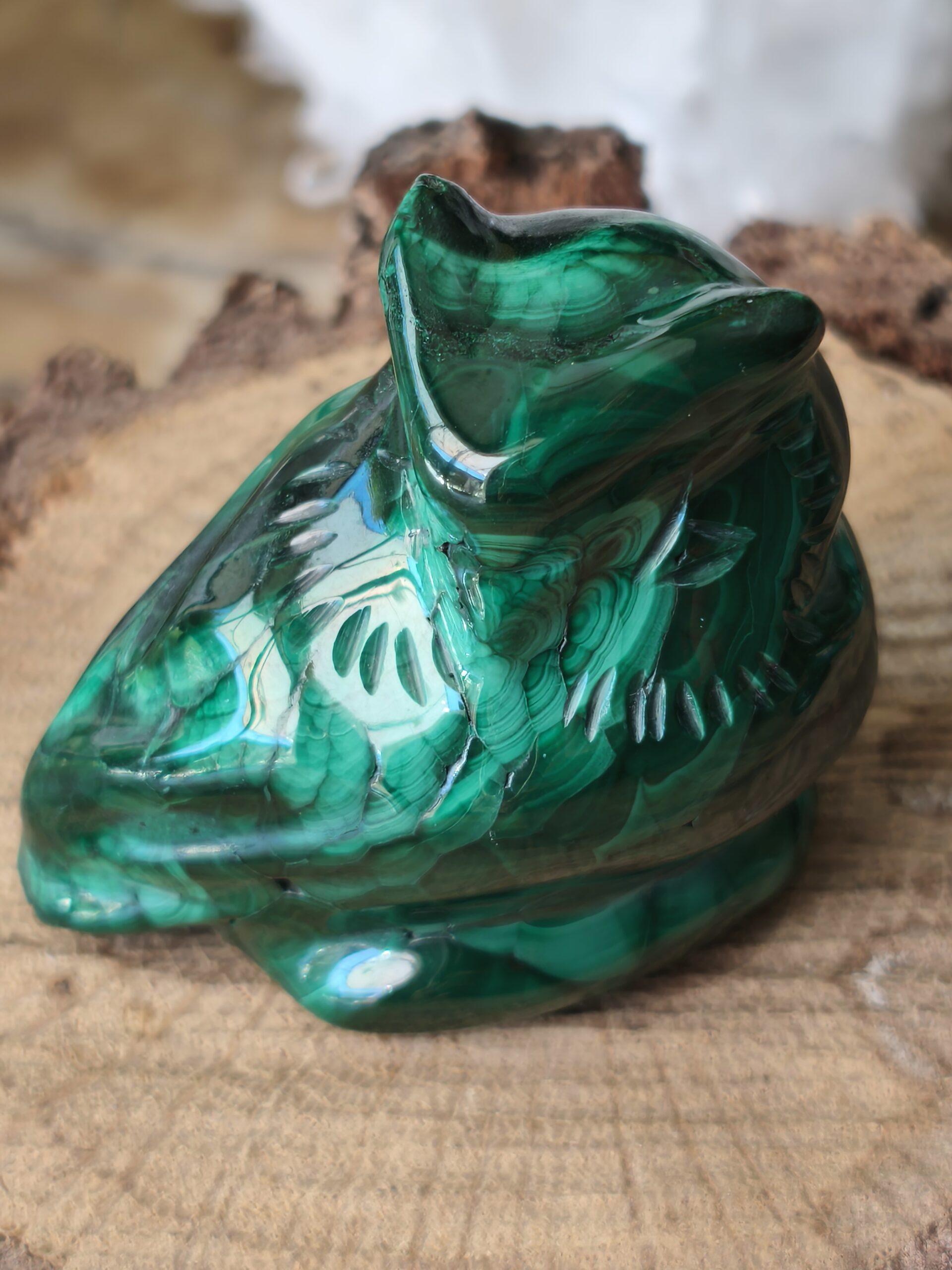 malachite figurine chouette