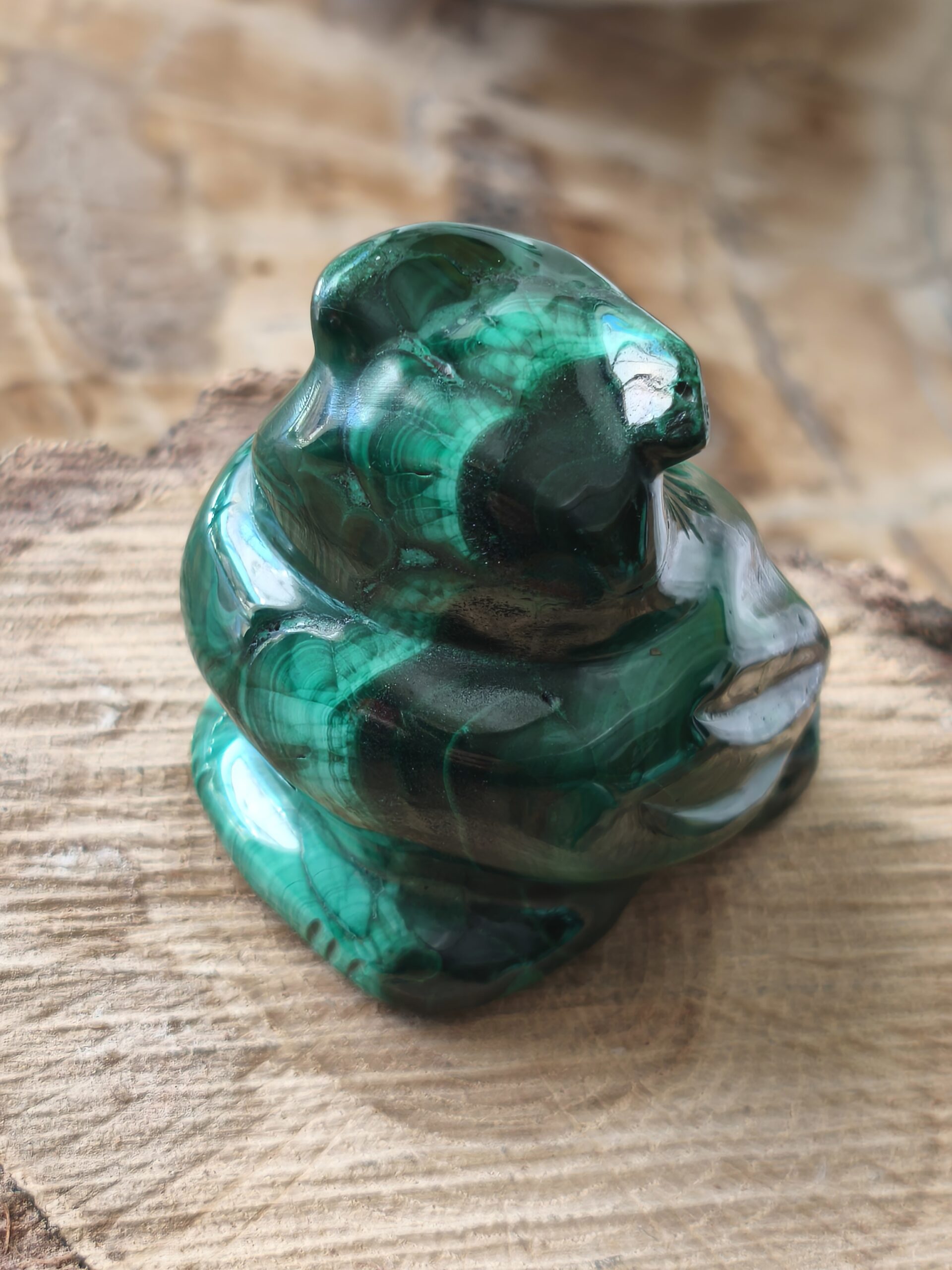 malachite figurine chouette – Image 2
