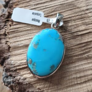 turquoise du mexique / argent pendentif