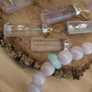 kunzite pendentif/ argent