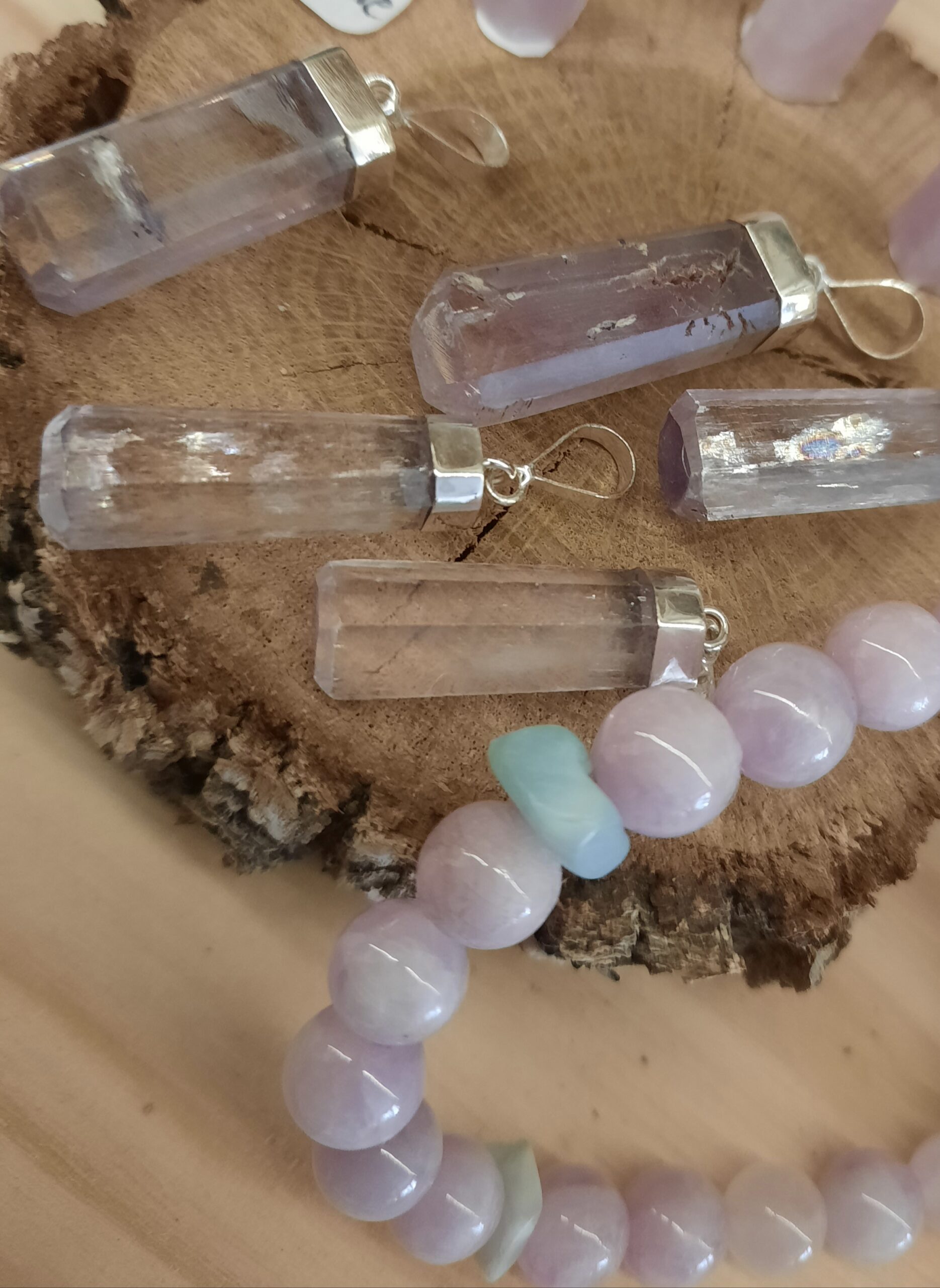 kunzite pendentif/ argent