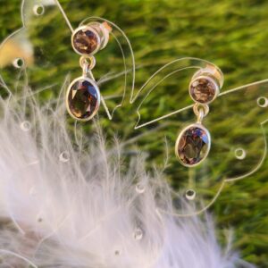 quartz fumé boucles d'oreilles