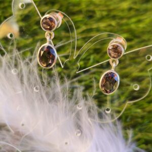 quartz fumé boucles d'oreilles