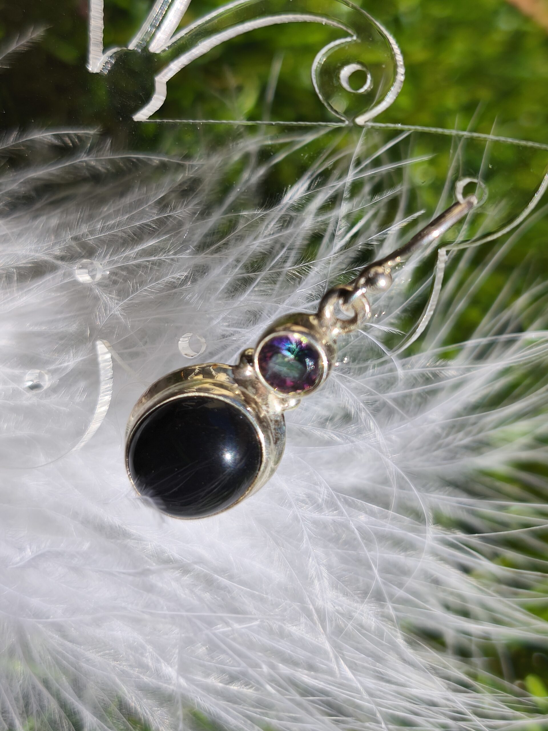 onyx et topaze mystique boucles d'oreilles