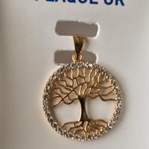 pendentif plaqué or / arbre de vie