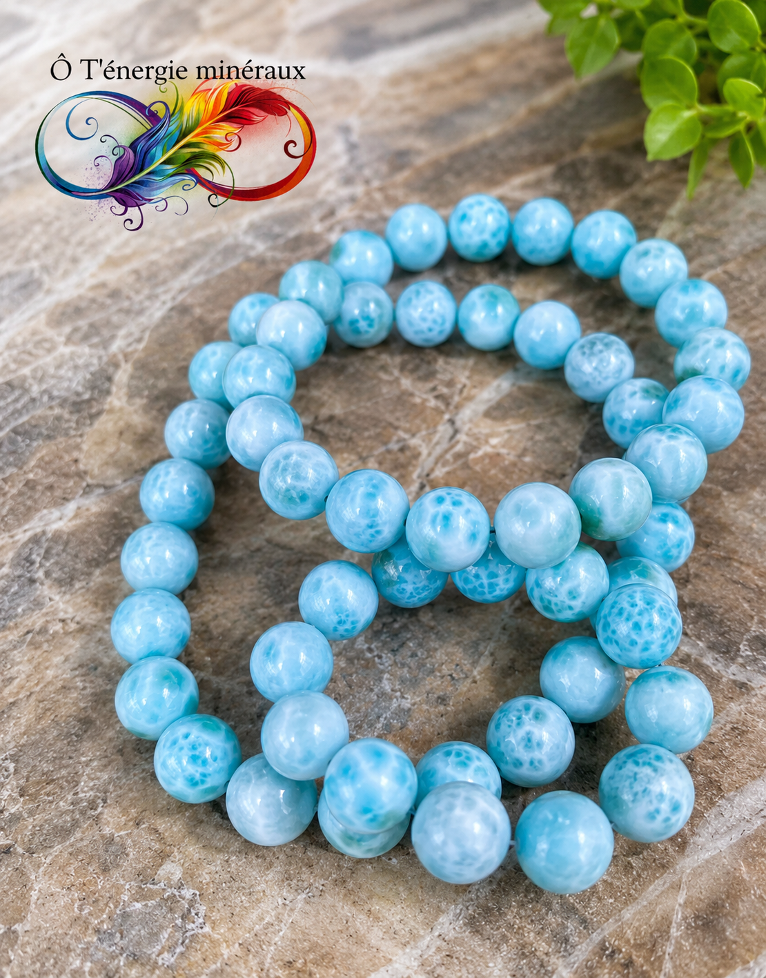 larimar bracelet perles de 11 mm