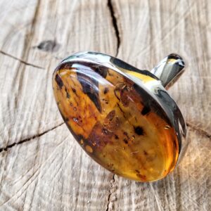 ambre bague argent taille 55