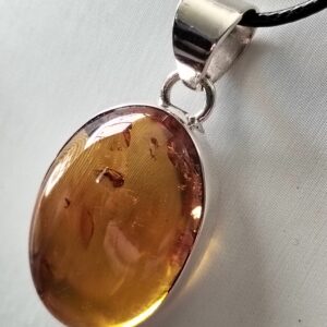 ambre pendentif argent ovale