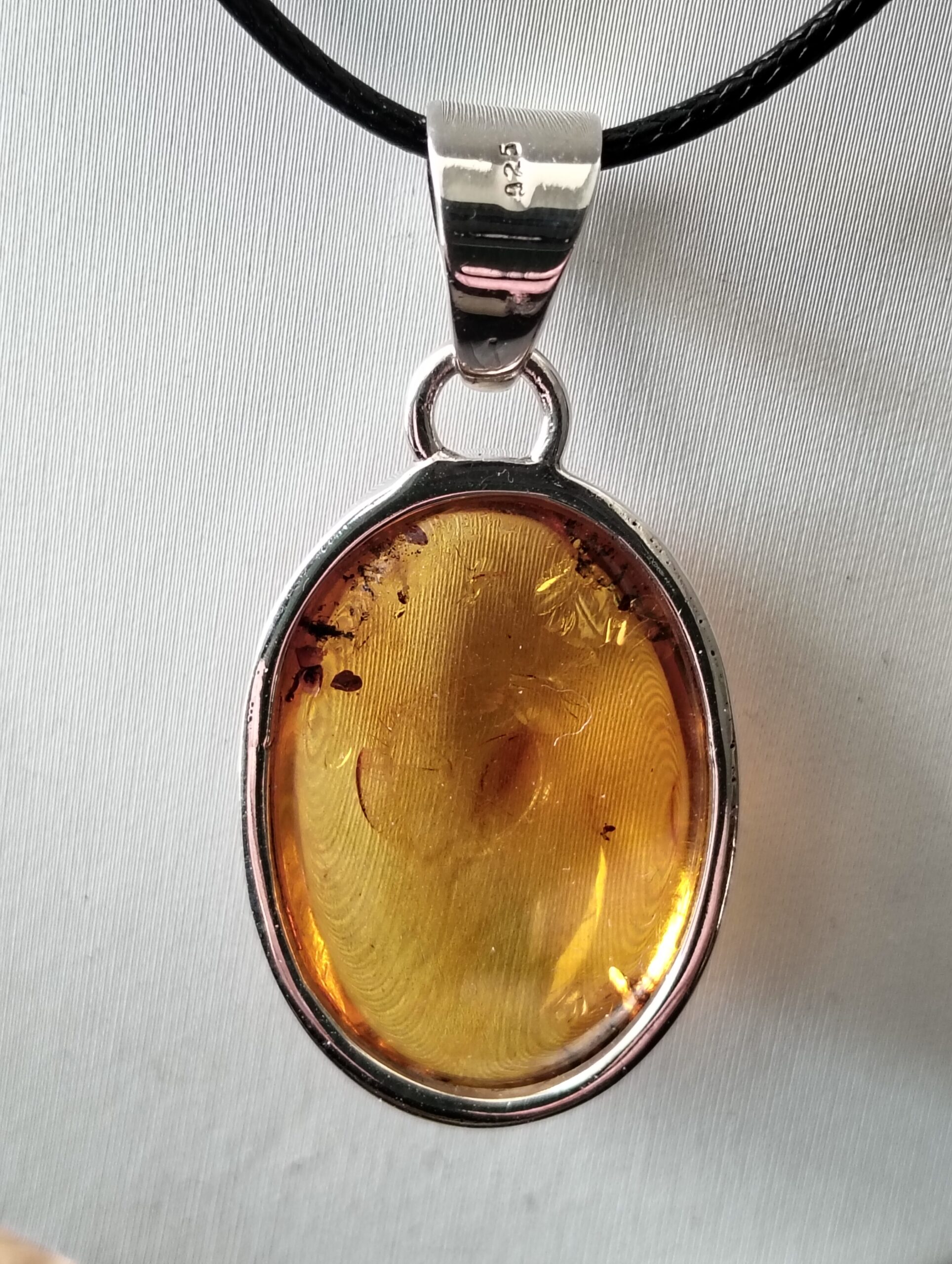 ambre pendentif argent ovale – Image 3