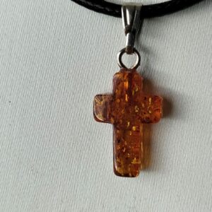 ambre pendentif petite croix