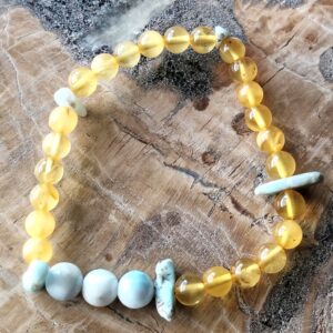 ambre 6 mm / larimar bracelet