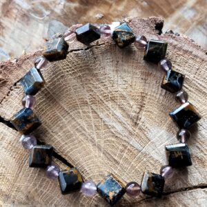 Pietersite bracelet perles / pierres carrées