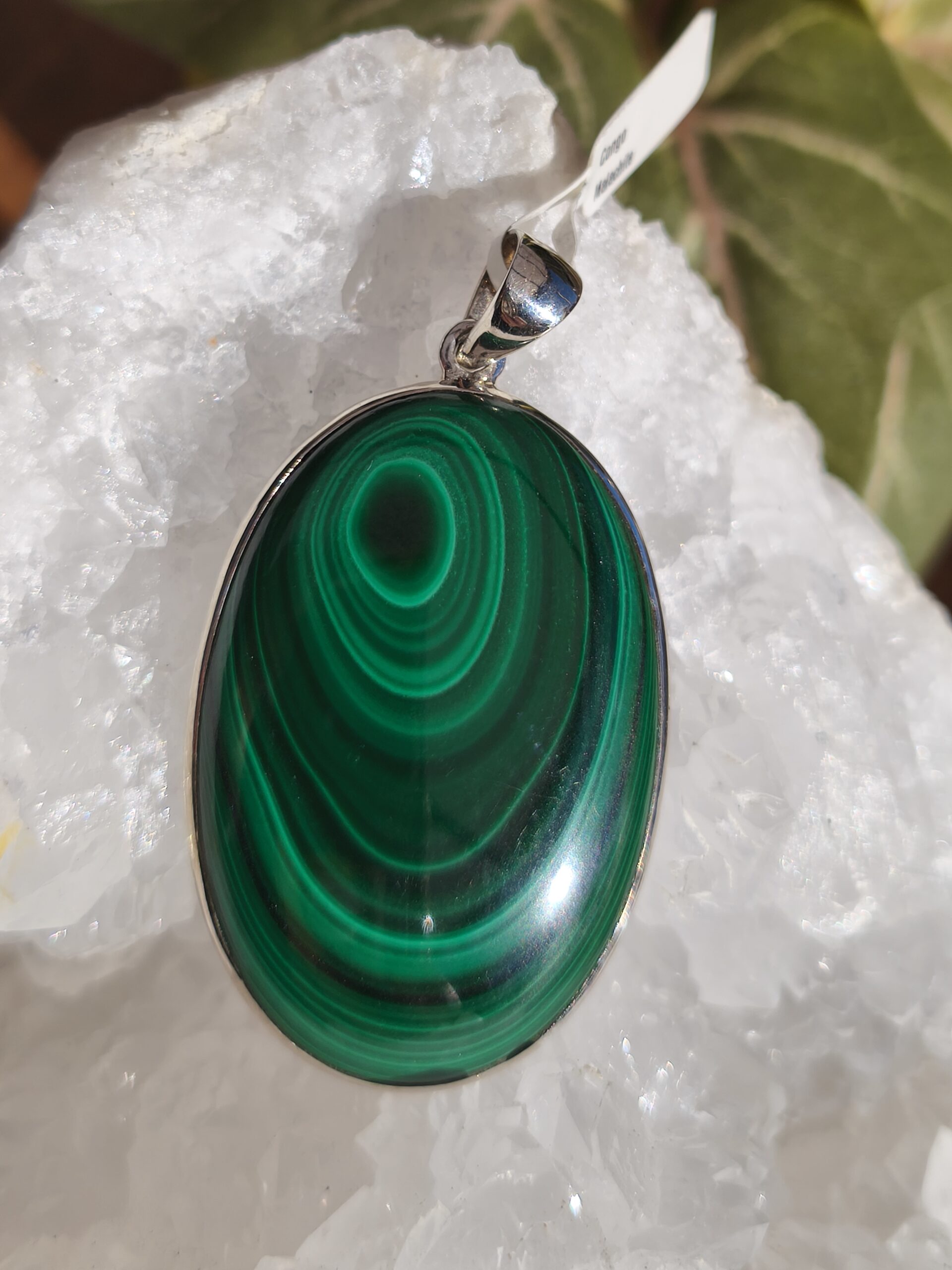 malachite du congo pendentif / argent