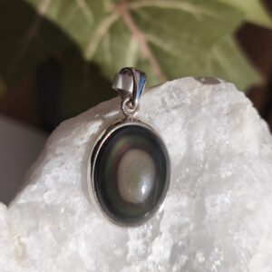 obsidienne oeil celeste du Mexique pendentif / argent