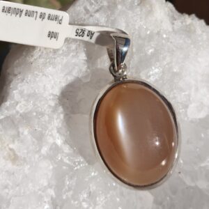 pierre de lune d'Inde pendentif / argent
